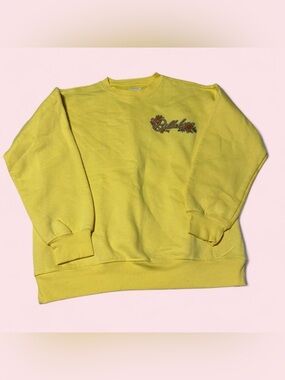 Billabong Lemon Yellow Crewneck Sweatshirt with Floral Logo
